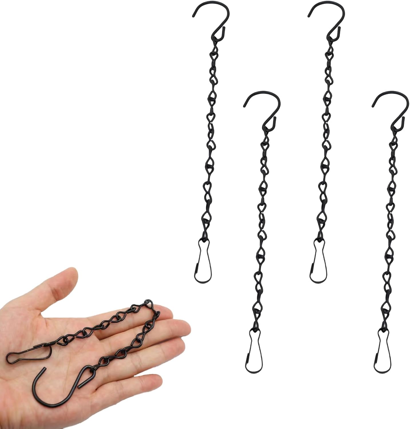 Hängender Metallpflanzkasten, 4 Schwarze Hängeketten Mit Metallhaken Für Blumentöpfe, Zimmerpflanzen, Hängeketten Zur Dekoration Von Pflanzgefäßen, Futtertrögen Und Laternen