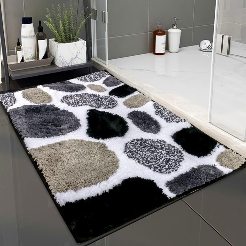 Rutschfeste Badematte, Extraweiche Mikrofaser-badematte, Saugfähige Bodenmatte, Maschinenwaschbar, 50 X 80 Cm (50 X 80 Cm, Grau)