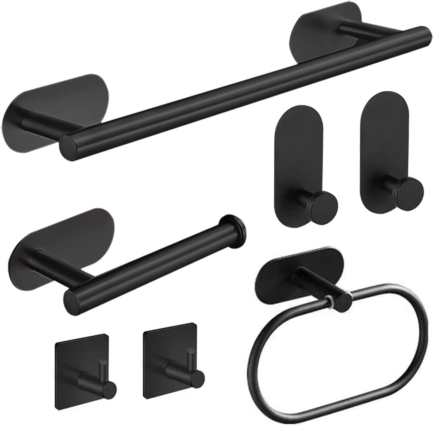 7-teiliges Badezimmer-accessoires-set: Toilettenpapierhalter, Handtuchring, Bademantel- Und Handtuchhaken (schwarz)