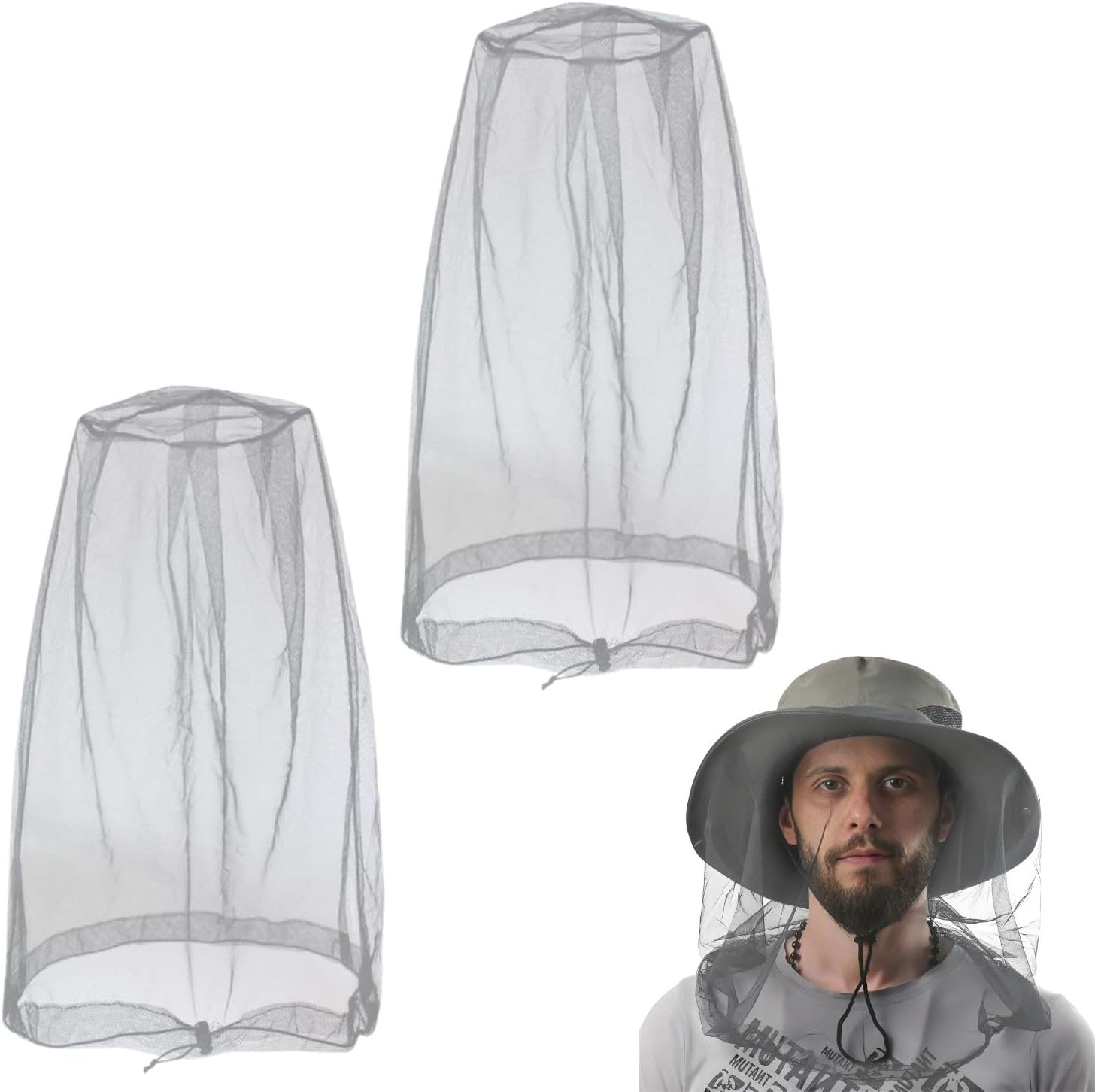 Zweiteiliges Moskitonetz Mit Kopfteil, Feines Nylon-insektennetz Zum Wandern, Campen Und Für Die Imkerei – Mücken-/fliegenschutz Beim Angeln Und Bei Outdoor-aktivitäten