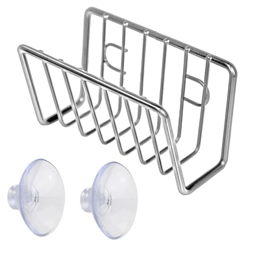 Schwammhalter – Geschirrtuchhalter Aus Edelstahl, Mobiler Spülbeckenschwammhalter Mit Saugnäpfen, Badezimmeraccessoire, Küchenspüle