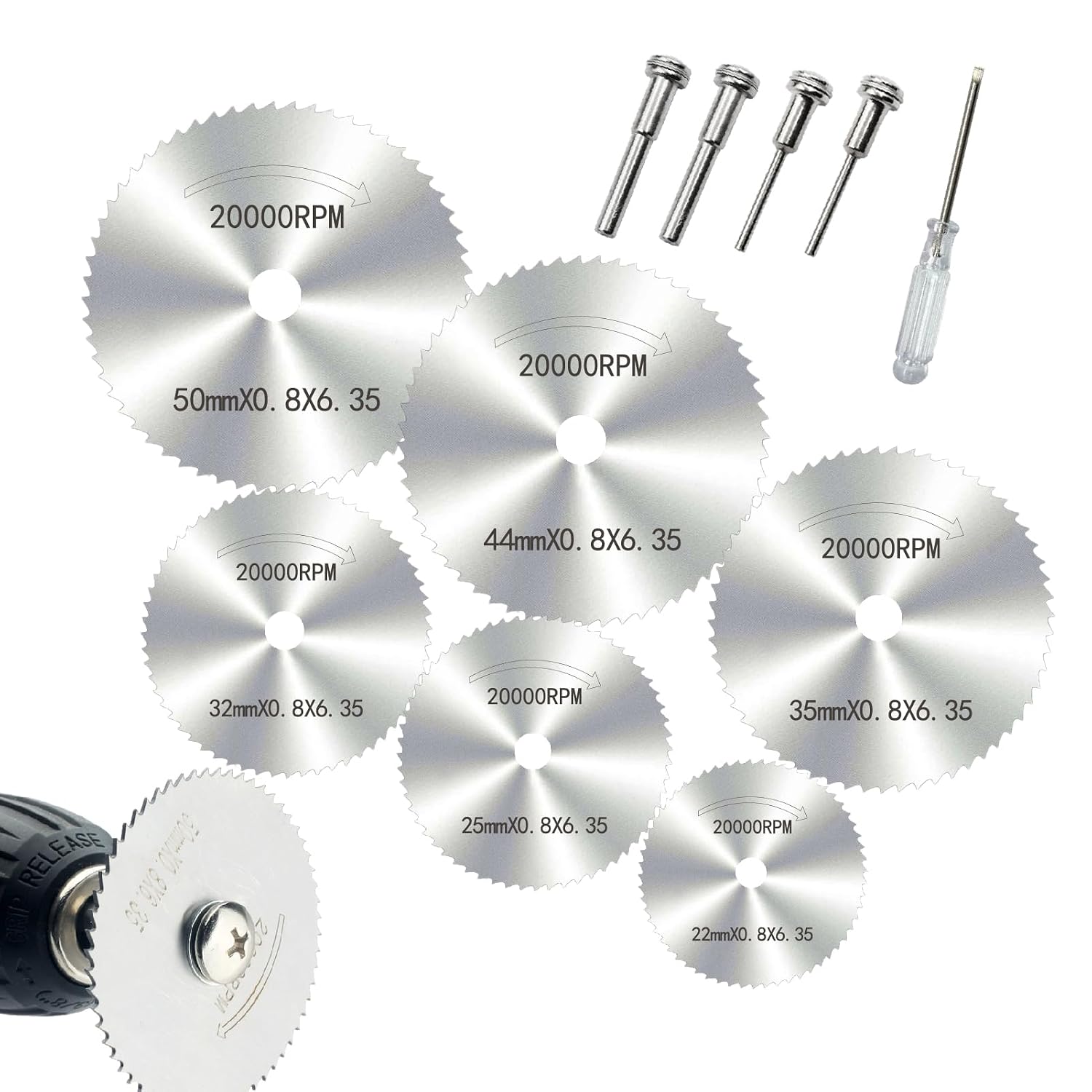 6-teiliges Set Aus Trennscheiben Für Rotationswerkzeuge, Hss-scheibenbohrerblättern, Mini-kreissägeblättern Aus Hochgeschwindigkeitsstahl Und Mini-diamanttrennscheiben Zum Schneiden Von Holz, Kunststo
