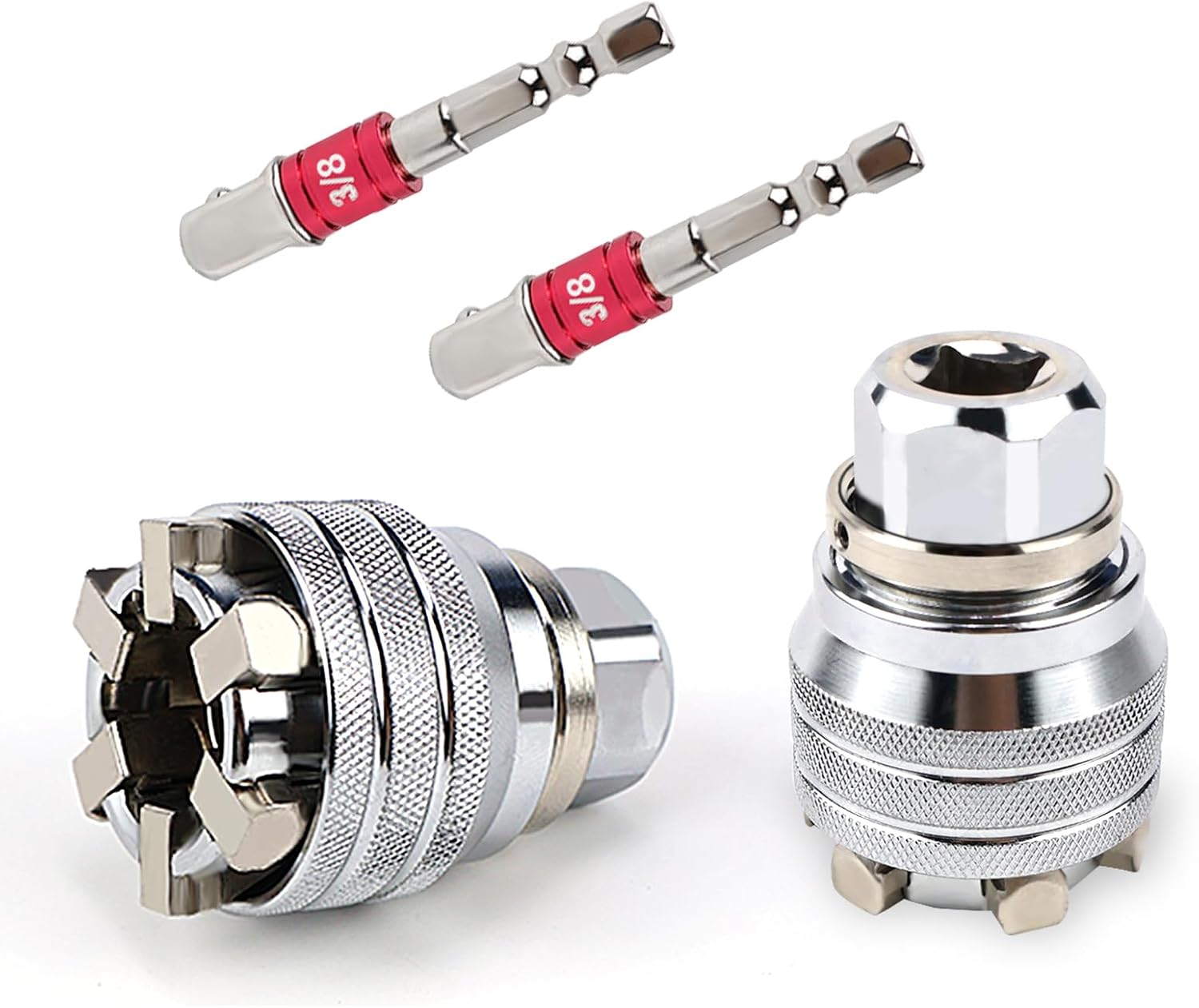 Set Aus 2 Multifunktionalen Universal-steckschlüsseln Mit 2 X 3/8"-aufnahmen, Super Verstellbarer Steckschlüssel Von 10 Bis 19 Mm