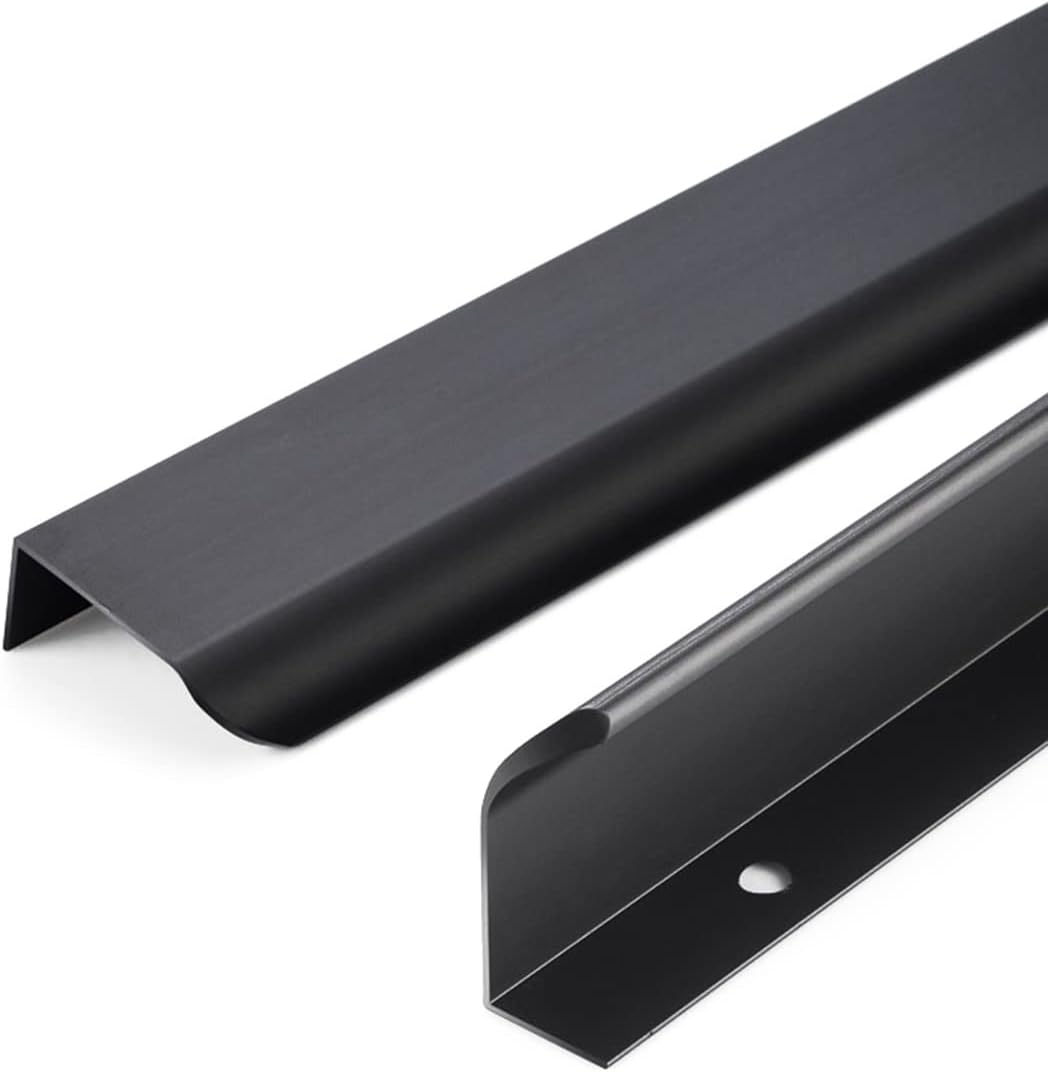 10 Stück 96 Mm Verdeckte Küchenschrankgriffe, Aluminiumlegierungsprofil, Integrierter Griff, Schwarz