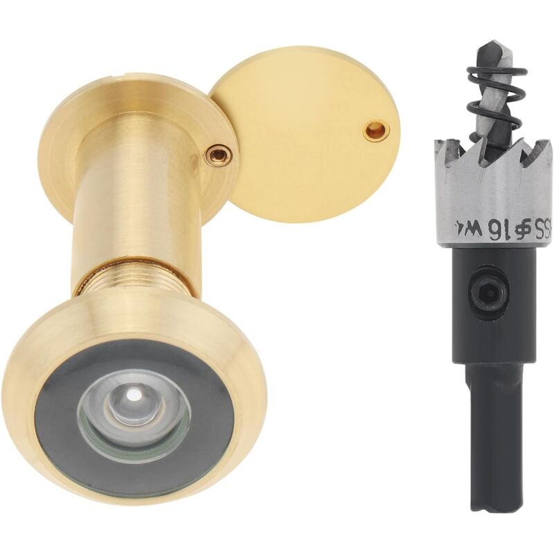 Türspion Aus Massivem Messing (200°-öffnungswinkel) Mit 16-mm-bohrer – Für Türen Mit Einer Stärke Von 35 Bis 55 Mm – 360°-sperrschutz – Hd-klarsicht