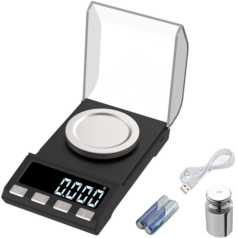 Wiederaufladbare Usb-taschenwaage Mit 100 G/0,001 G Präzisions-milligramm-teilung, Geeignet Zum Wiegen Von Pulver, Schmuck Und Gold, Inklusive Kalibriergewichten