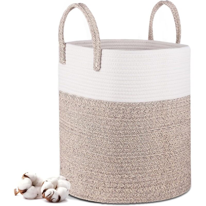 Wäschekorb – 40 X 35 Cm, Faltbar, Aufbewahrungskorb – Wäschekorb Aus Baumwollseil Mit Griffen – Spielzeugkorb – Für Wohnzimmer Und Badezimmer