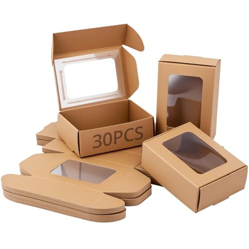 30 Kraftpapierboxen Mit Transparentem Pvc-fenster, 85 X 60 X 30 Mm, Geschenkverpackung Für Verschiedene Anlässe