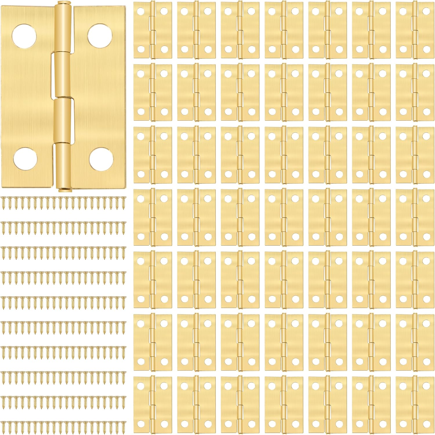 Kleine Mini-scharniere Mit 200 Schrauben, Miniatur-scharniere Für Diy-spielzeugmodelle, Kunstprojekte Und Bastelarbeiten, 24 X 16 Mm, Gold, 50 Stück