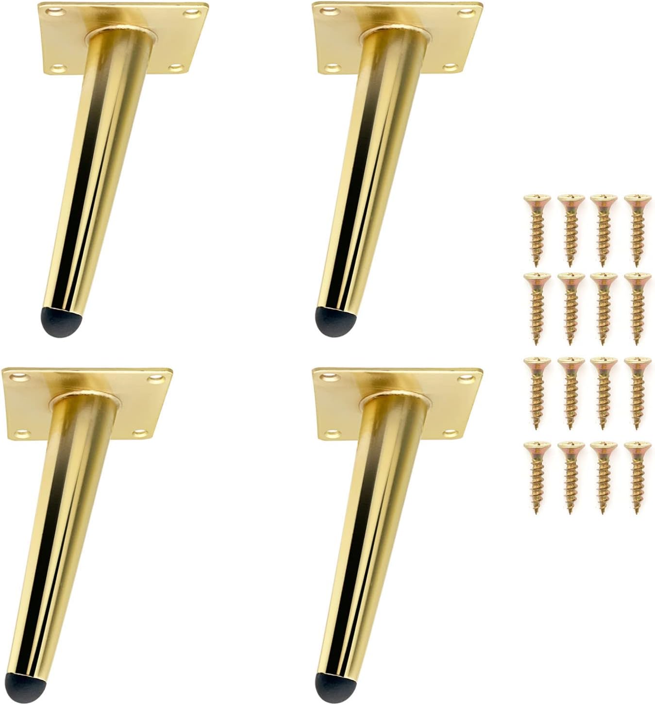 Set Mit 4 Goldenen Möbelfüßen (15 Cm), Schräg Gestellten Tischbeinen Aus Gold, Robusten Sofabeinen Aus Metall Zum Ersetzen Oder Anpassen Der Höhe Von Nachttischen, Sofas, Tv-möbeln, Sesseln Usw.