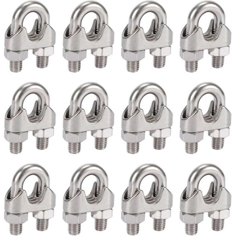 Packung Mit 12 Kabelbindern Aus Edelstahl 304 (5 Mm) Mit Din741-doppelclips Für Wäscheleinen, Markisen Und Befestigungen.