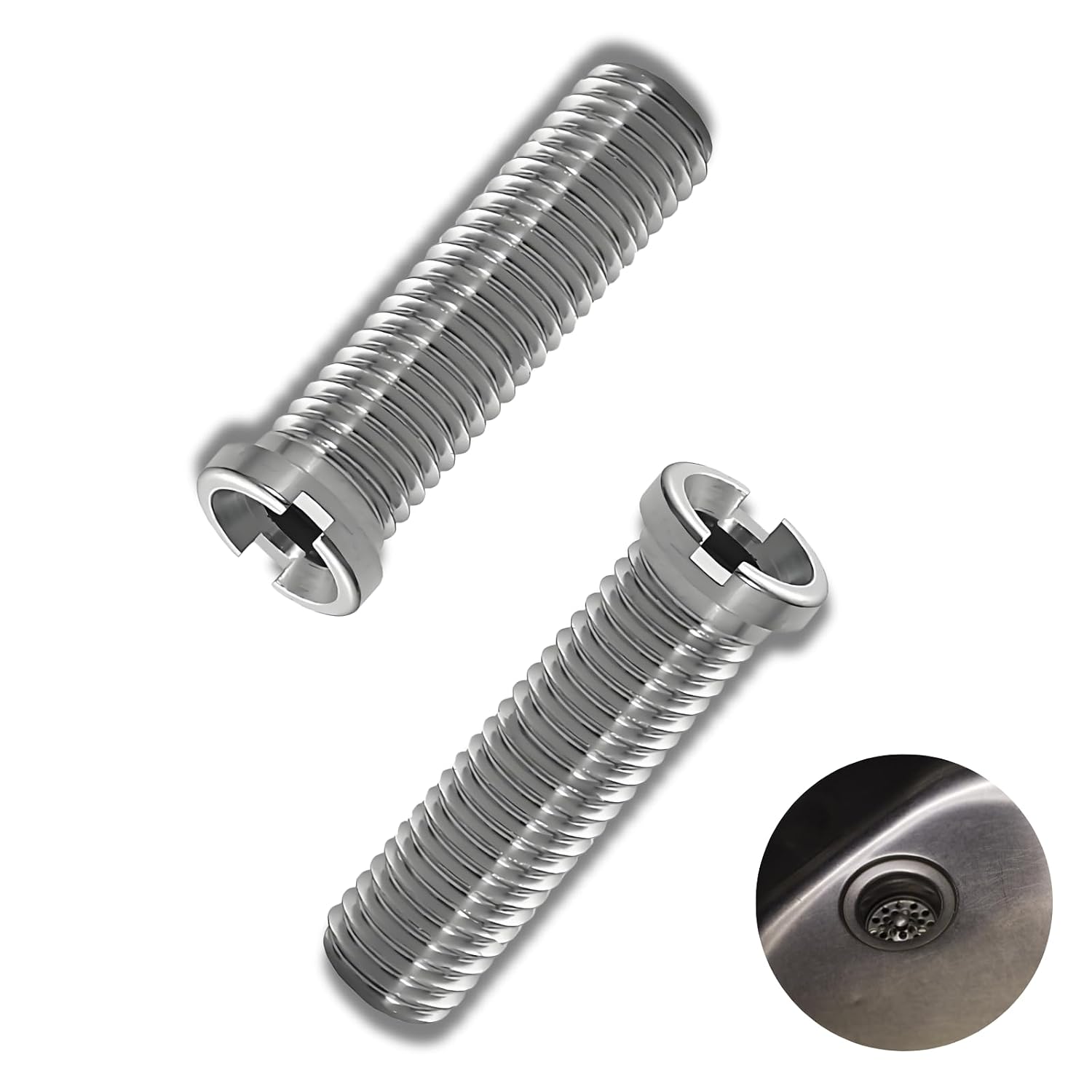 Set Mit 2 Edelstahl-hohlschrauben Für Spülbecken, M12 X 45 Mm, Geeignet Für Siebventile, Abflusssysteme, Spülbecken Und Waschbecken – Küchen- Und Badezimmer-spülbeckenzubehör (45 Mm)