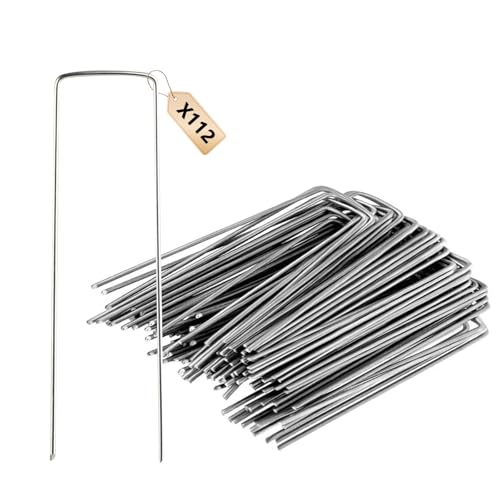 Set Mit 112 Stabilen 15-cm-erdankern – Haken Für Unkrautvlies – U-förmige Erdanker Zur Befestigung Von Unkrautvlies, Zäunen, Zelten Und Zaunankern