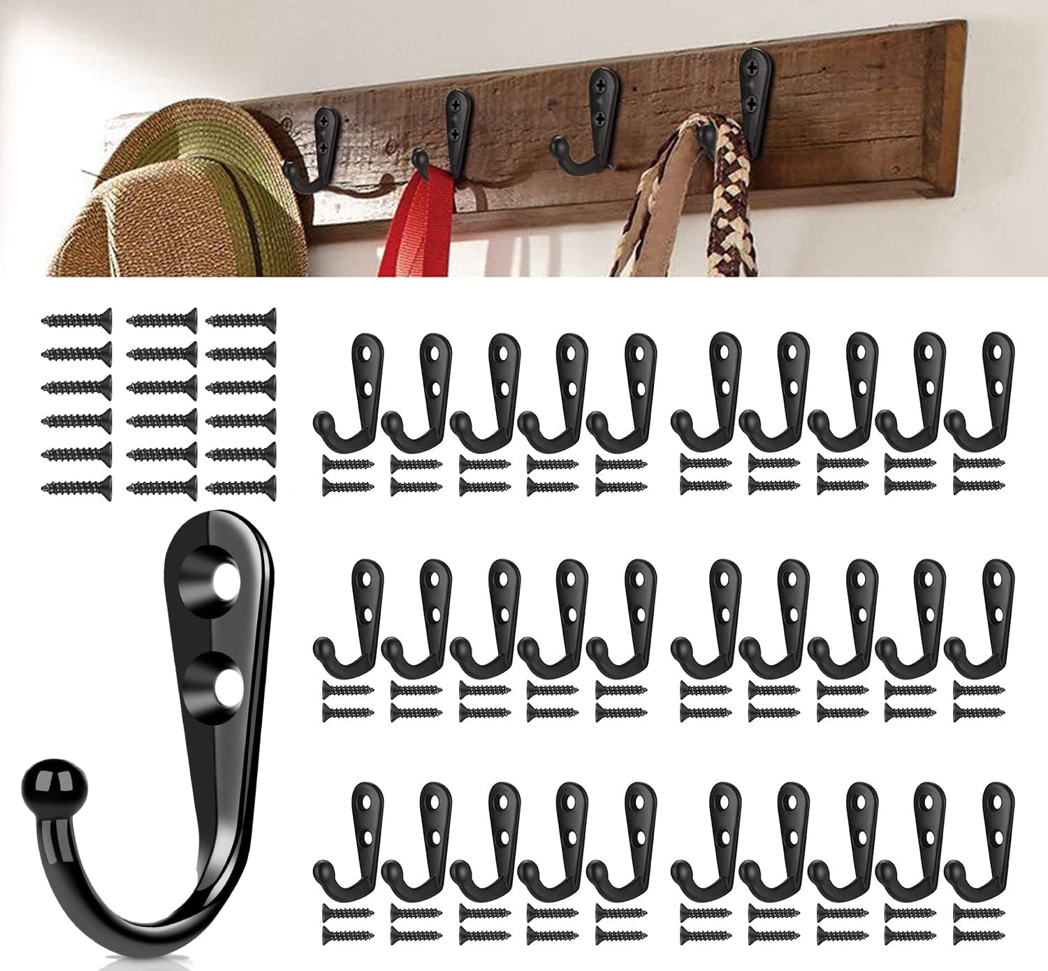 Set Mit 30 Schwarzen, Wandmontierten Crocs, Retro-kleiderhaken, Wandgarderobenständern, Metall-crocs, Für Küche, Bad Und Ankleidezimmer – Schwarz