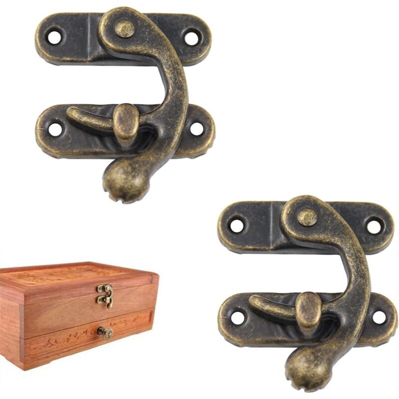 Bronzener Hakenverschluss, Holzkistenverschluss, Truhenhakenverschluss, Abschließbare Hakenverschlüsse, Bronzener Hornhaken, Vintage-vorhängeschlossverschluss, Für Holzkisten, Schmuckkästchen, Kleider