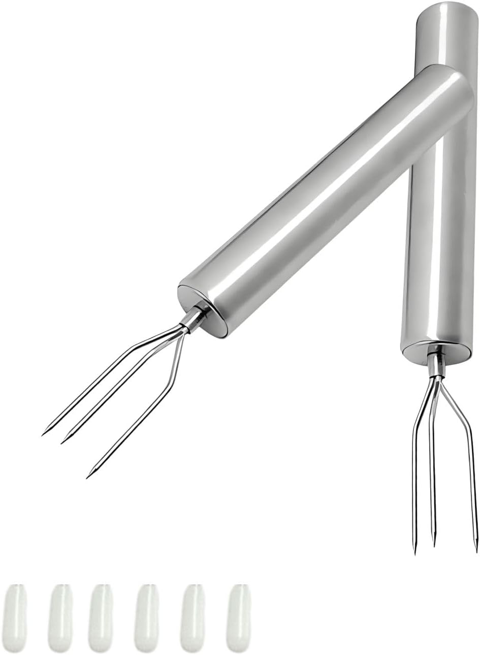 Set Mit 2 Kartoffelgabeln Aus Edelstahl – Tragbares Grillwerkzeug – Maisgabel – Gemüse- Und Grillständer – Wiederverwendbar