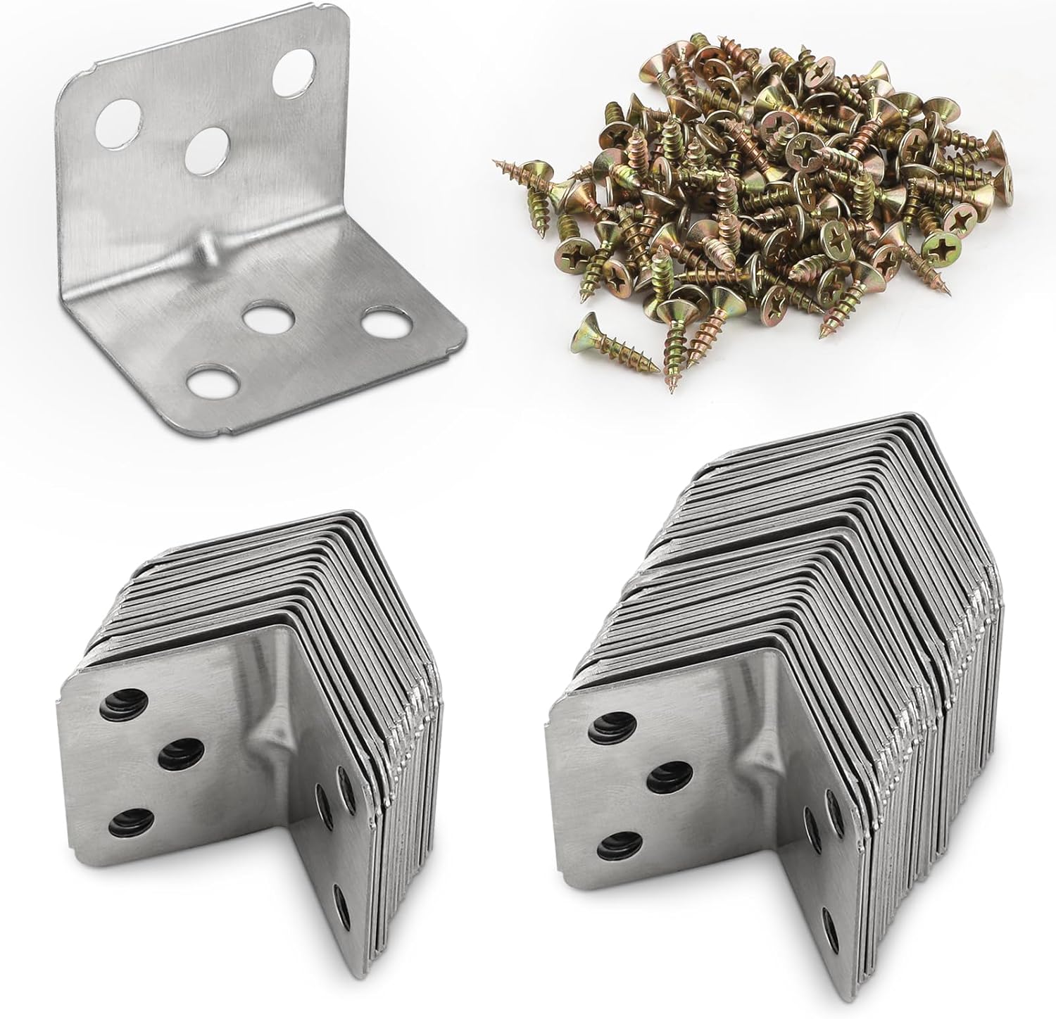 50er-packung Edelstahl-eckwinkel – 90°-möbelwinkel – L-förmige Metallwinkel Zum Einschrauben Für Holzregale – 36