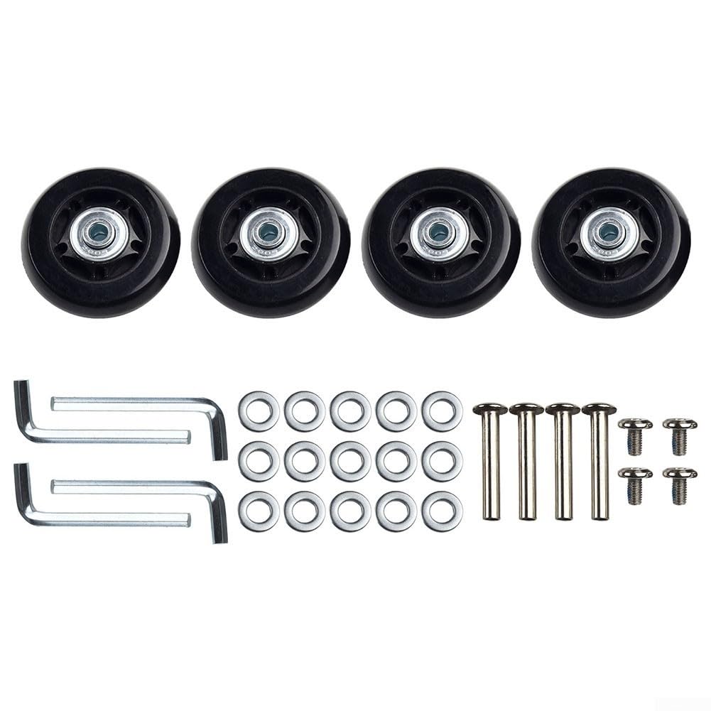Set Mit 4 Geräuschlosen, Schwenkbaren Gummiersatzrollen Inklusive Schrauben Zur Reparatur Von Kofferrollen (40 X 18 Mm)