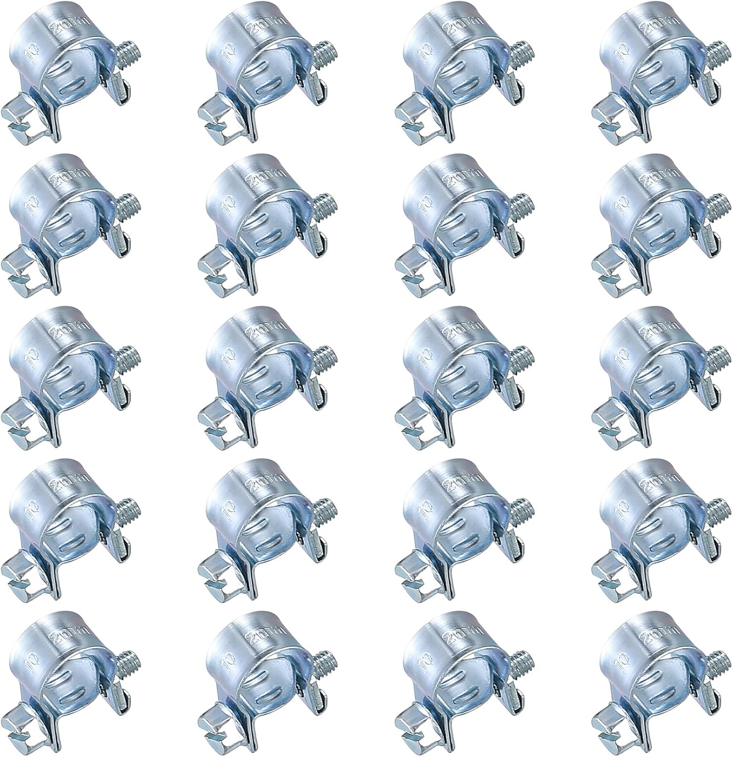 20 Stück Verstellbare Schlauchschellen, Metallschlauchschellen, Schlauchschellen Für Auspuffrohre Und Kraftstoffeinspritzschläuche – 10–12 Mm