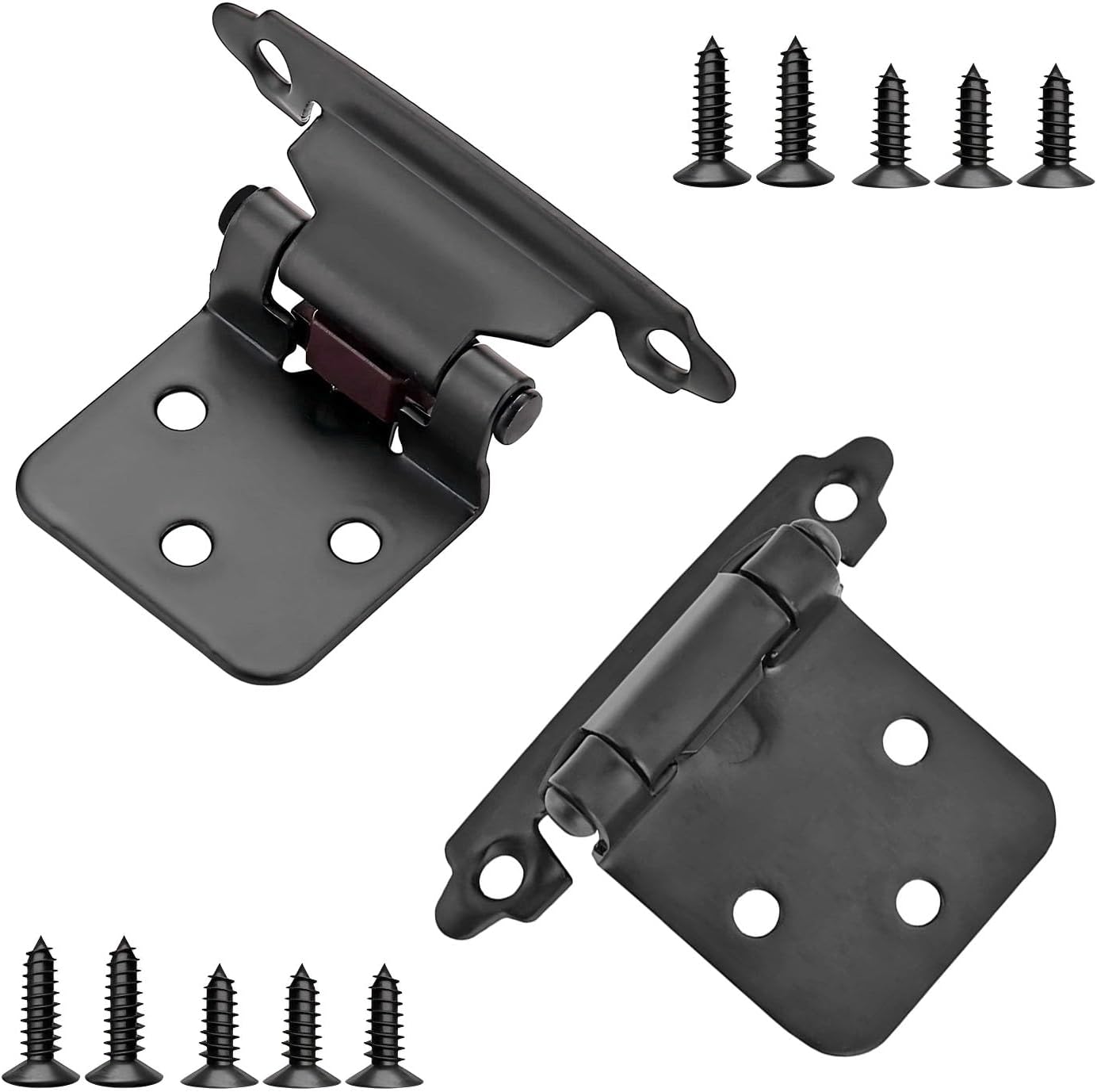 2 Stück 1/2"-scharniere, Halbverdeckte Scharniere, Selbstschließende Scharniere Für Schranktüren, Schwarz