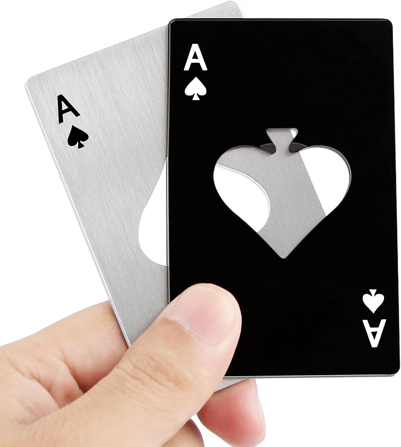 Set Mit 2 Flaschenöffnern Aus Edelstahl – Edelstahl – Für Zuhause, Partys, Bars – Schwarz Und Silber