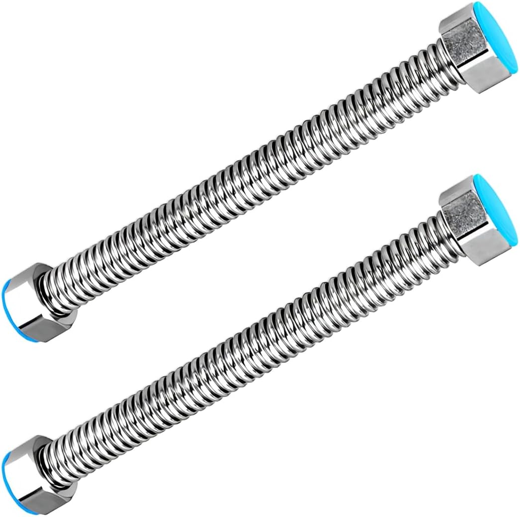 2 Stück Flexible Schläuche G1/2" X G1/2", 10 Cm Langer, Gewellter Edelstahl-ablaufschlauch Für Warmwasserbereiter, Badezimmer-verbinder, Warmwasserrohr