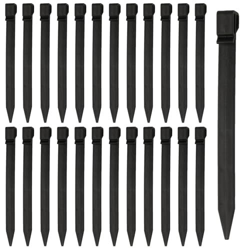 Set Mit 22 Robusten 24,5 Cm Langen Kunststoffheringen – Kunststoff-zeltnägel – Bodenanker Mit Haken Für Schwarze Rasenkanten – Weidezaunpfähle – Landschaftseinfassung