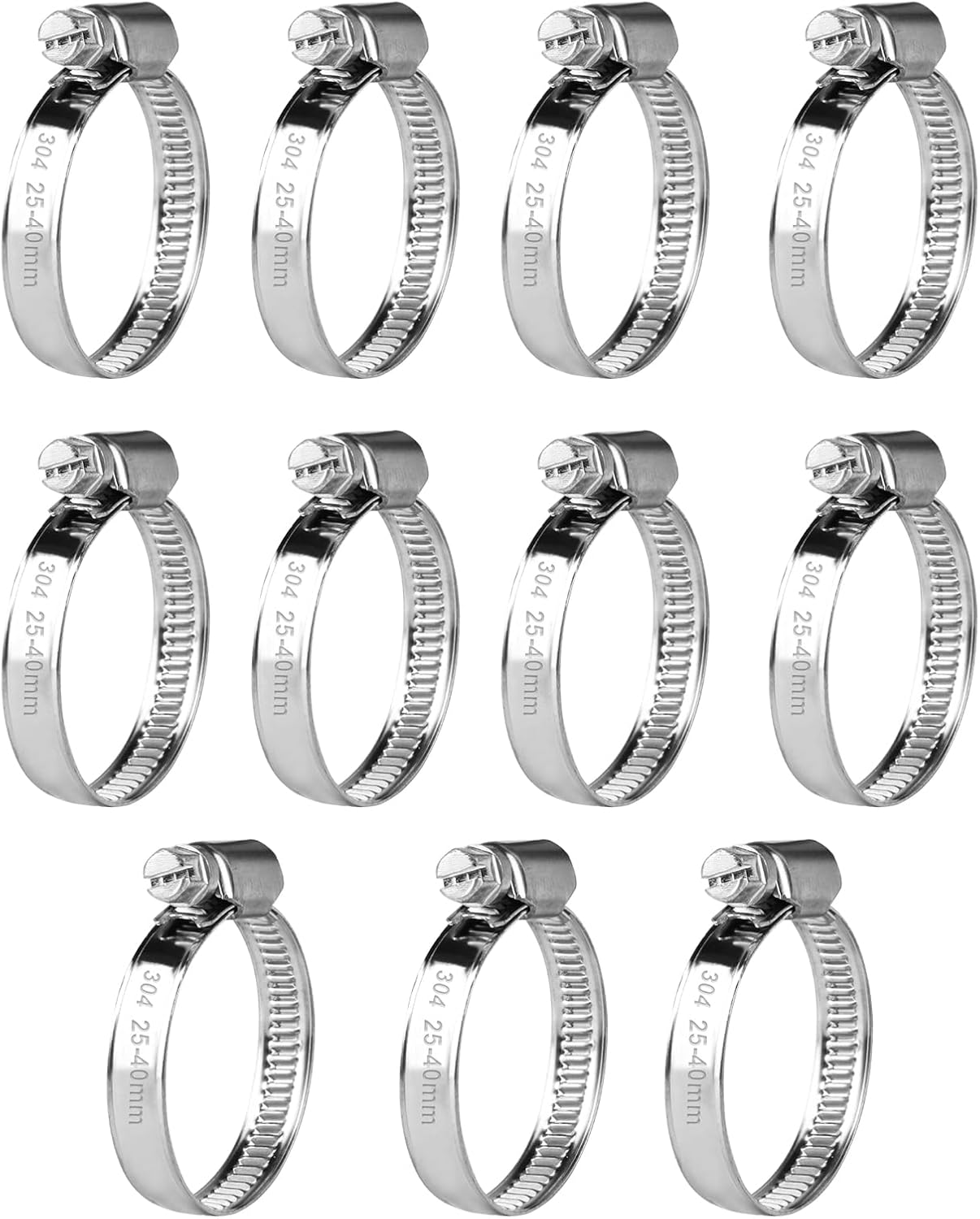 11 Stück Verstellbare Schlauchschellen 25-40 Mm, Edelstahl-schlauchschellen, Metall-schraubschellen, Schlauchbolzen Für Benzin-, Diesel- Und Schwimmbadschläuche