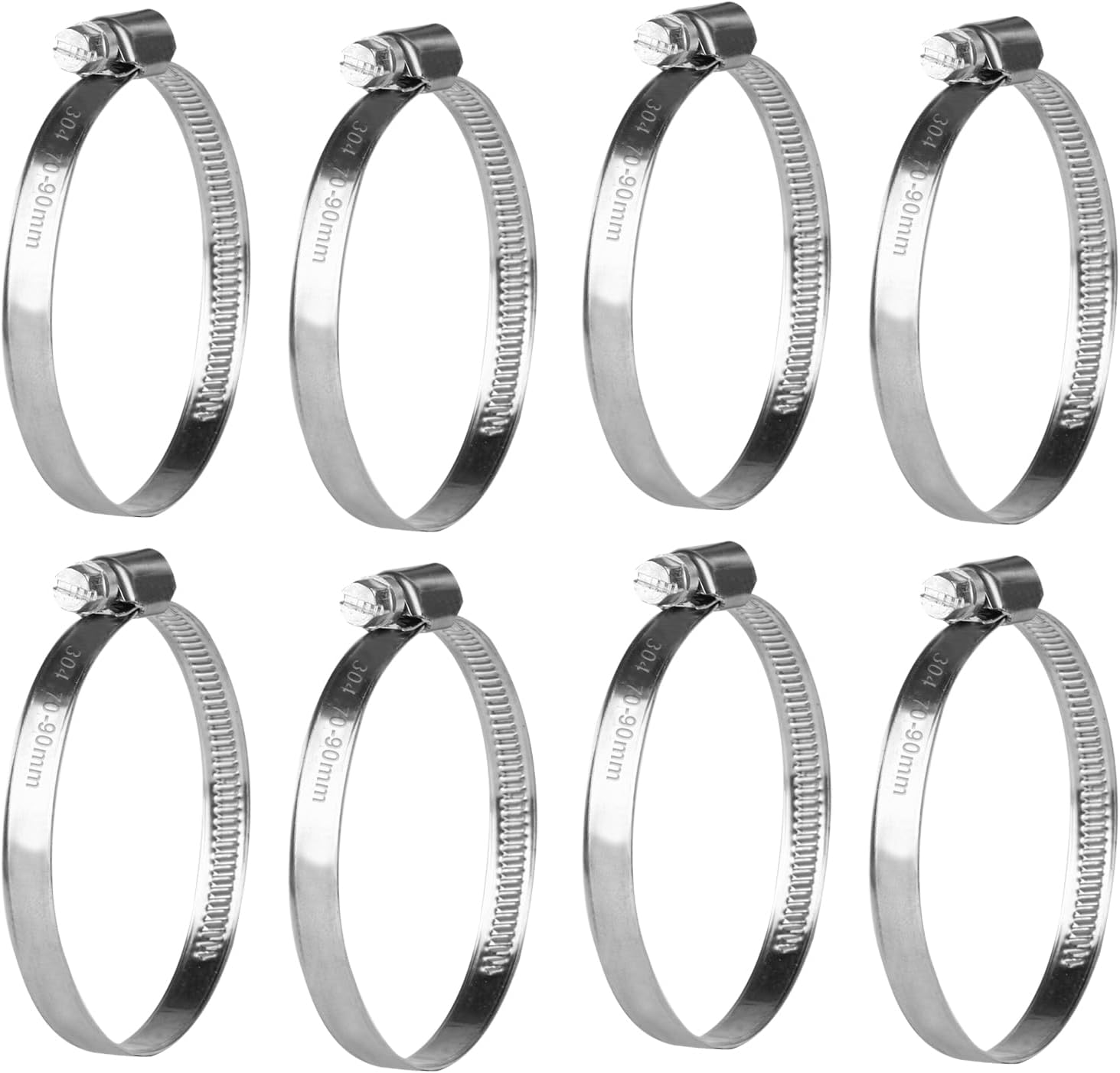 8 Stück Verstellbare Schlauchschellen 70-90 Mm, Edelstahl-schlauchschellen, Metall-schraubschellen, Schlauchbolzen Für Benzin-, Diesel- Und Schwimmbadschläuche