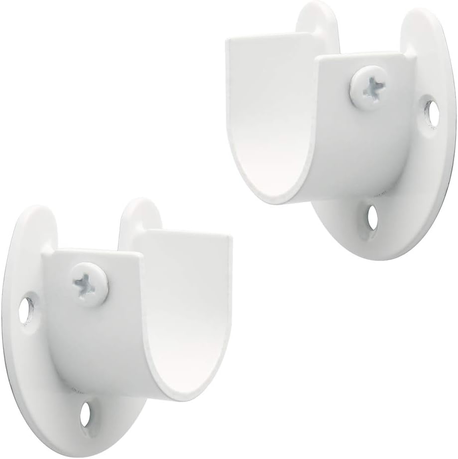 Kleiderstangenhalterung, U-förmige Gardinenstangenstütze, Gardinenstangenhalter, Weißer Edelstahl, 28 Mm, Efl8001uw-2p