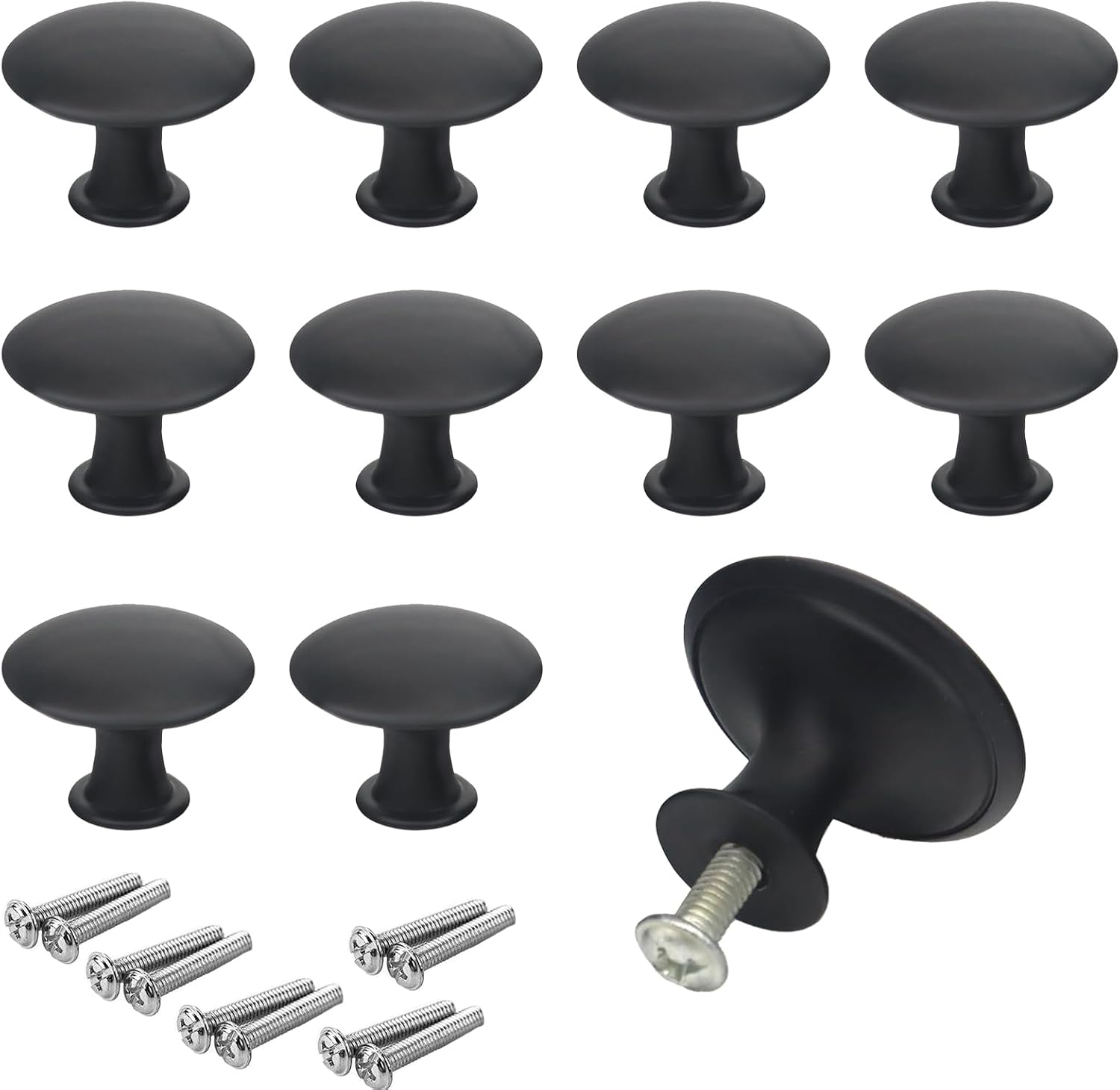 Möbelknöpfe, 10 Stück, Schwarze Vintage-edelstahl-schubladenknöpfe, Runde Küchengriffe, 30 Mm, Für Schränke, Kommoden, Küchenschränke, Mit Passenden Schrauben