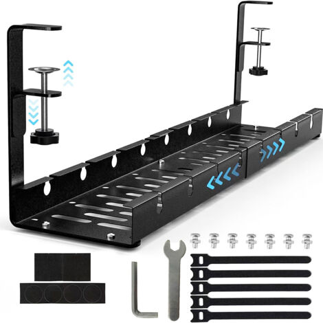 Kabelmanagement, Bohrfreies Kabelmanagement Für Den Schreibtisch, Einziehbare Schwarze Kabeldurchführung, Ausziehbar Von 30,5 Cm Bis 55 Cm, Kabelmanagement-set, Kabelorganizer Fürs Homeoffice