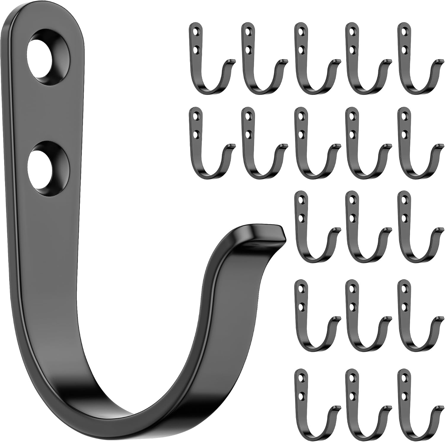 Set Mit 20 Schwarzen Wandhaken Für Bad, Küche, Kleiderschrank Und Garage – Metallhaken Zum Aufhängen Von Mänteln, Handtüchern, Hüten, Schlüsseln, Taschen Und Kaffeetassen – Tragfähig