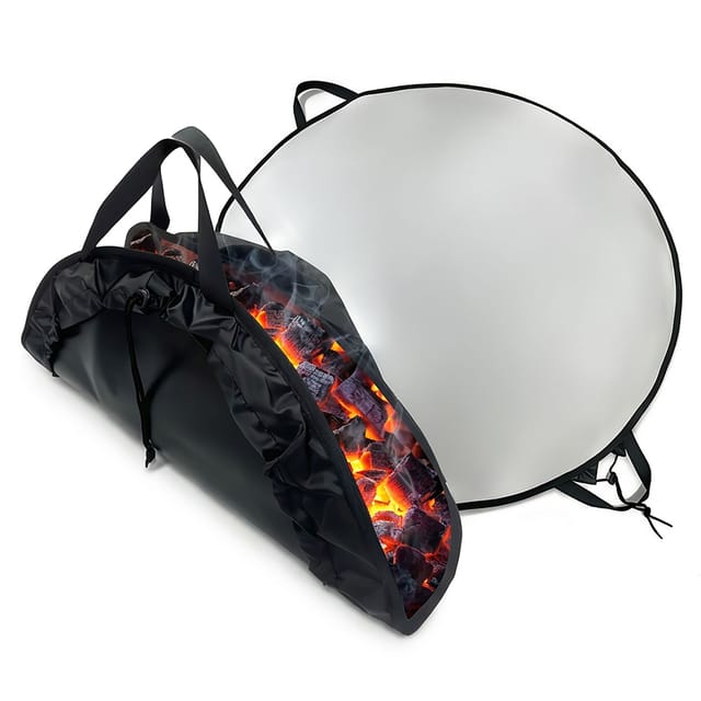 Relaxdays feuerfeste Unterlage, rund, Grill & Feuerschale, Ø 60 cm, Brandschutz-Unterlage Boden, 5-lagig, schwarz/silber