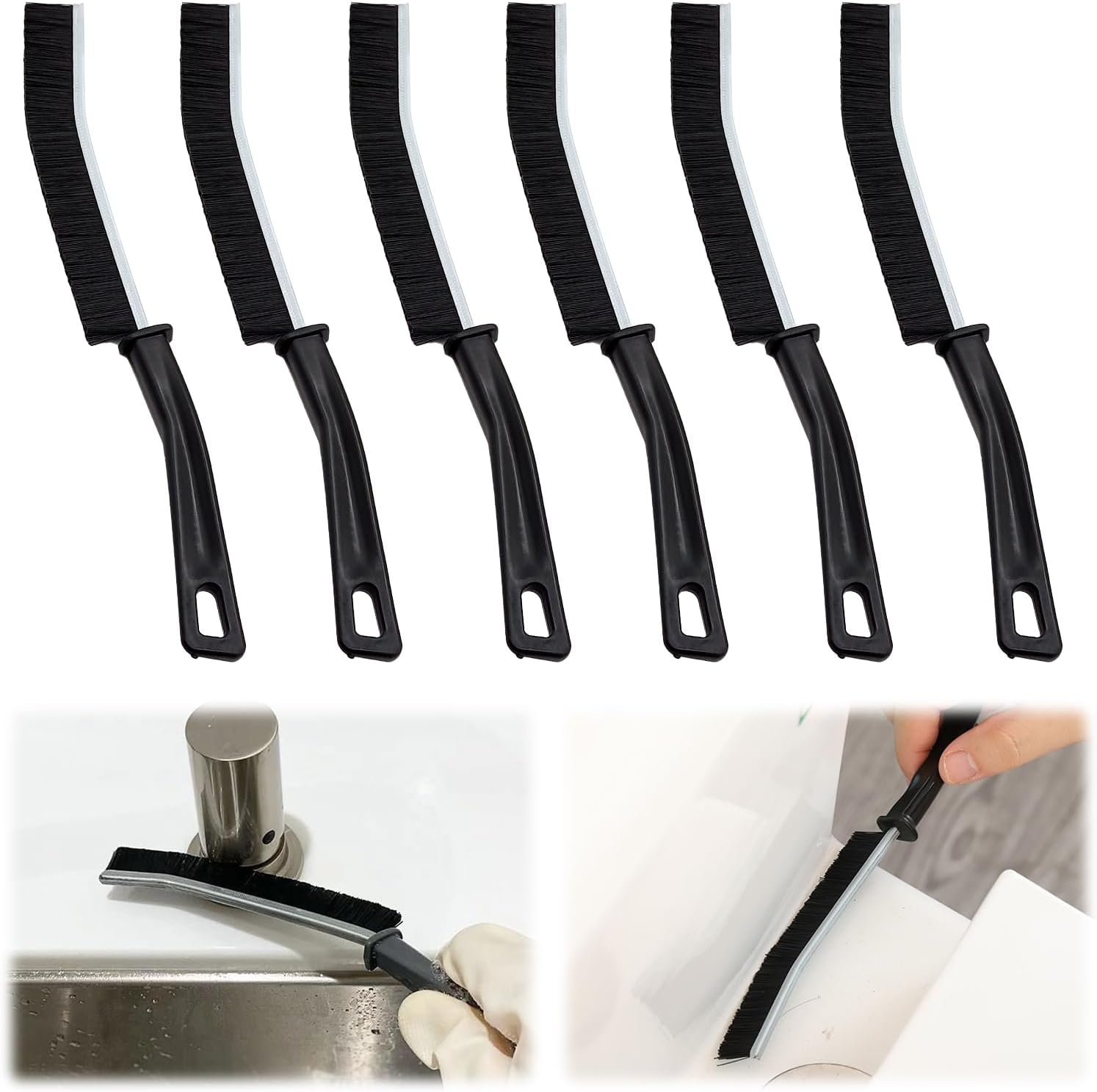 6-teiliges Reinigungsbürsten-set Für Fugen – Multifunktionale Reinigungsbürste – Fugenreinigung – Bürsten Mit Steifen Borsten Und Langen Griffen Für Küche, Bad Und Andere Schwer Zugängliche Bereiche