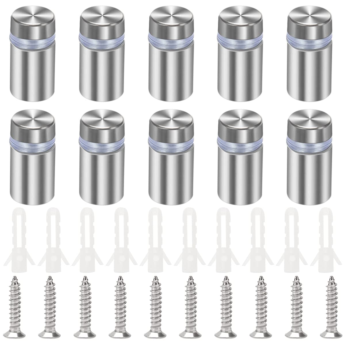 10 Stück 12×20 Mm Edelstahl-werbeschrauben, Glasabstandshalter, Abstandsschrauben, Glasabstandshalter Für Werbung, Mit Schrauben, Für Werbebefestigungen, Silber
