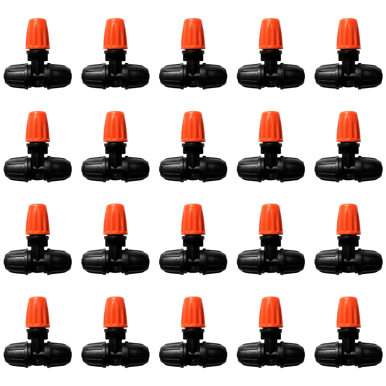 20 Stück Dreiwege-zerstäuberdüsen Für 4/7-mm-rohre, Verstellbare Mikrosprühdüsen, Bewässerungsdüsen Für Garten Und Rasen, Orange