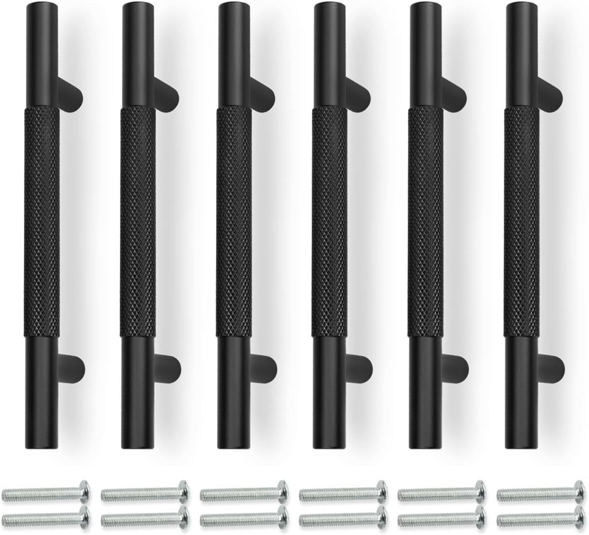 6-teiliges Set, Schwarz, 150 Mm Knauf-schrankgriff, 96 Mm Mittelloch-möbelschubladengriff.