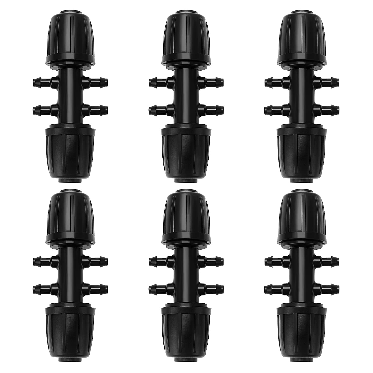 6-wege-bewässerungsrohrverbinder Für 13/16 Mm Bis 4/7 Mm, 6-wege-bewässerungsverbinder Für Gärten Und Rasenflächen, Schwarz