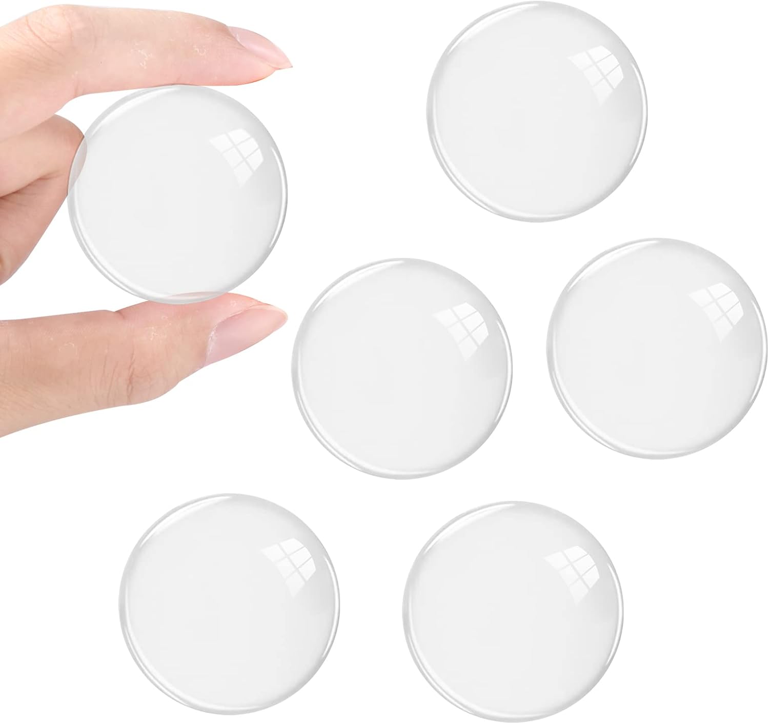 6-teiliger Türgriffstopper, Durchmesser 40 Mm, Rund, Transparent, Selbstklebend, Für Türen, Schränke Und Schubladen