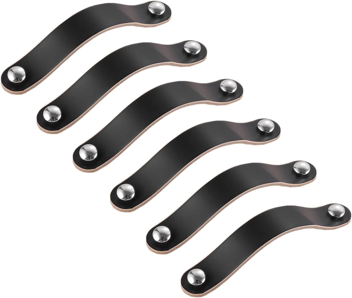 8 Schwarze Ledergriffe, 96 Mm Ledergriffe Für Schränke, Schubladen Und Kommoden