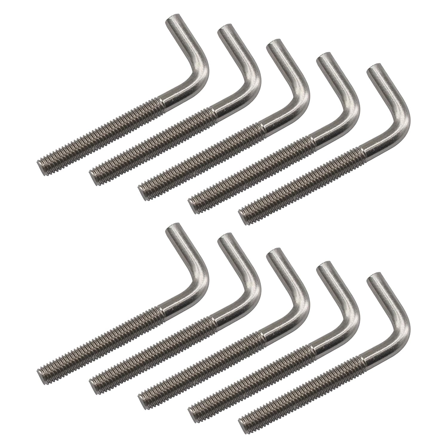 (10er-packung) M8x100 Mm L-förmige Ankerbolzen Aus Edelstahl 304 Mit Langen, Quadratischen, Rechtwinkligen Enden