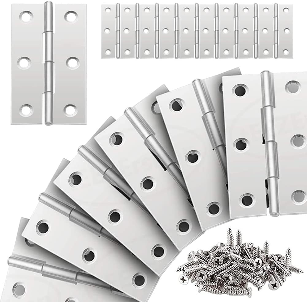 20 Stück Edelstahlscharniere, Faltbare Flachtürscharniere Für Schränke, 66 X 38 Mm, Für Wohnmöbelbeschläge, Kleiderschränke, Schubladentüren, Mit Schrauben