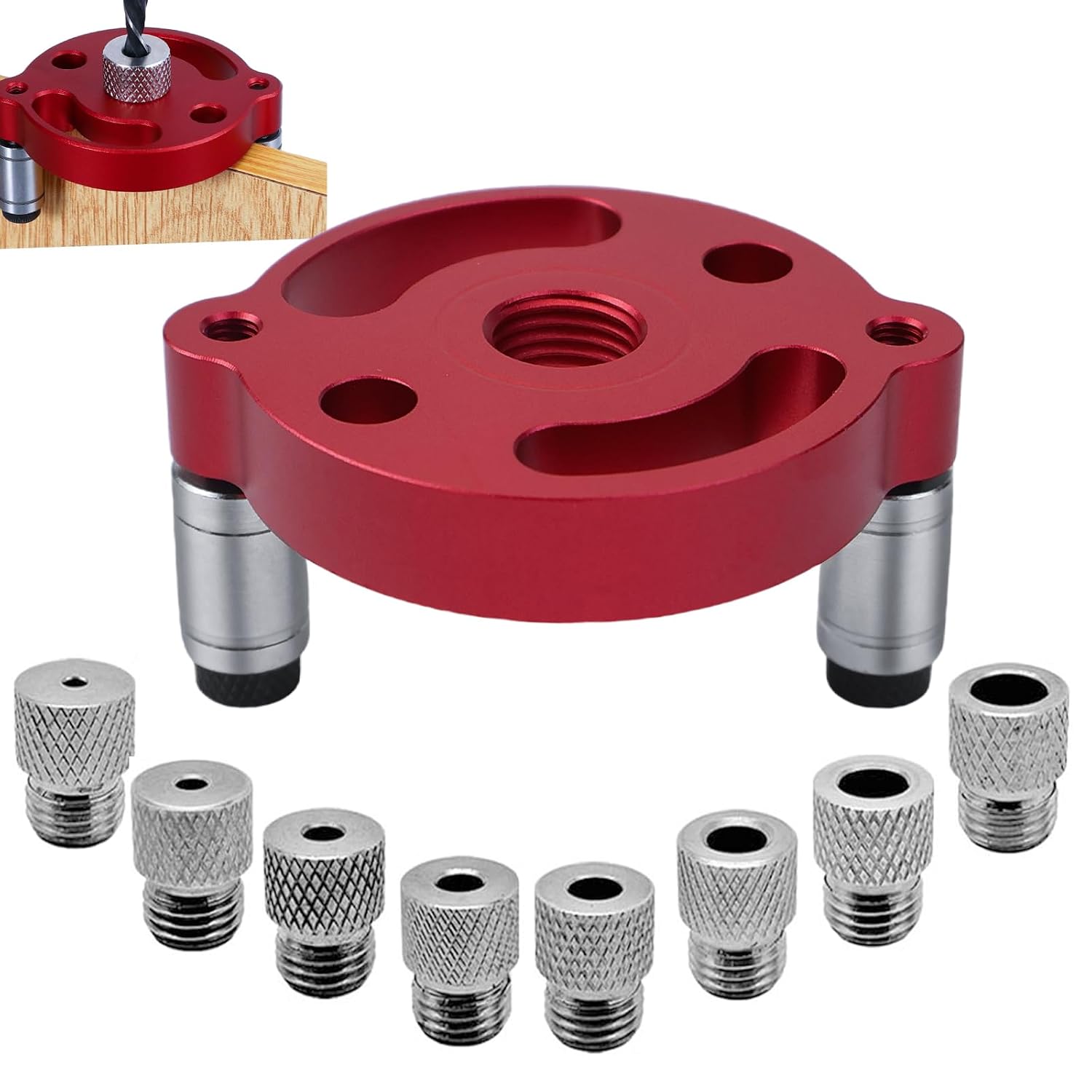 Bohrschablonen-set 3/4/5/6/7/8/9/10/10 Mm Bohrschablone Holzdübel-bohrschablone Scharnierbohrer-set Bohrringe Bohrpositionierung (rot)