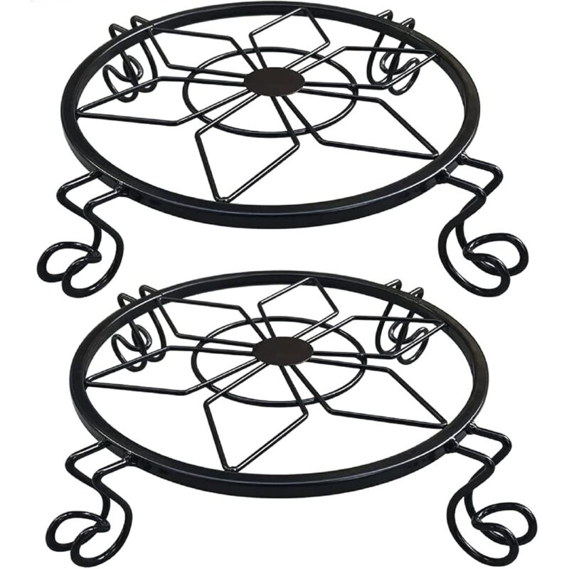Pflanzenständer Für Töpfe, Rostbeständiger Metall-pflanzenständer, Designer-gartentisch Aus Schmiedeeisen, Blumentopfhalter Aus Schmiedeeisen – Schwarz