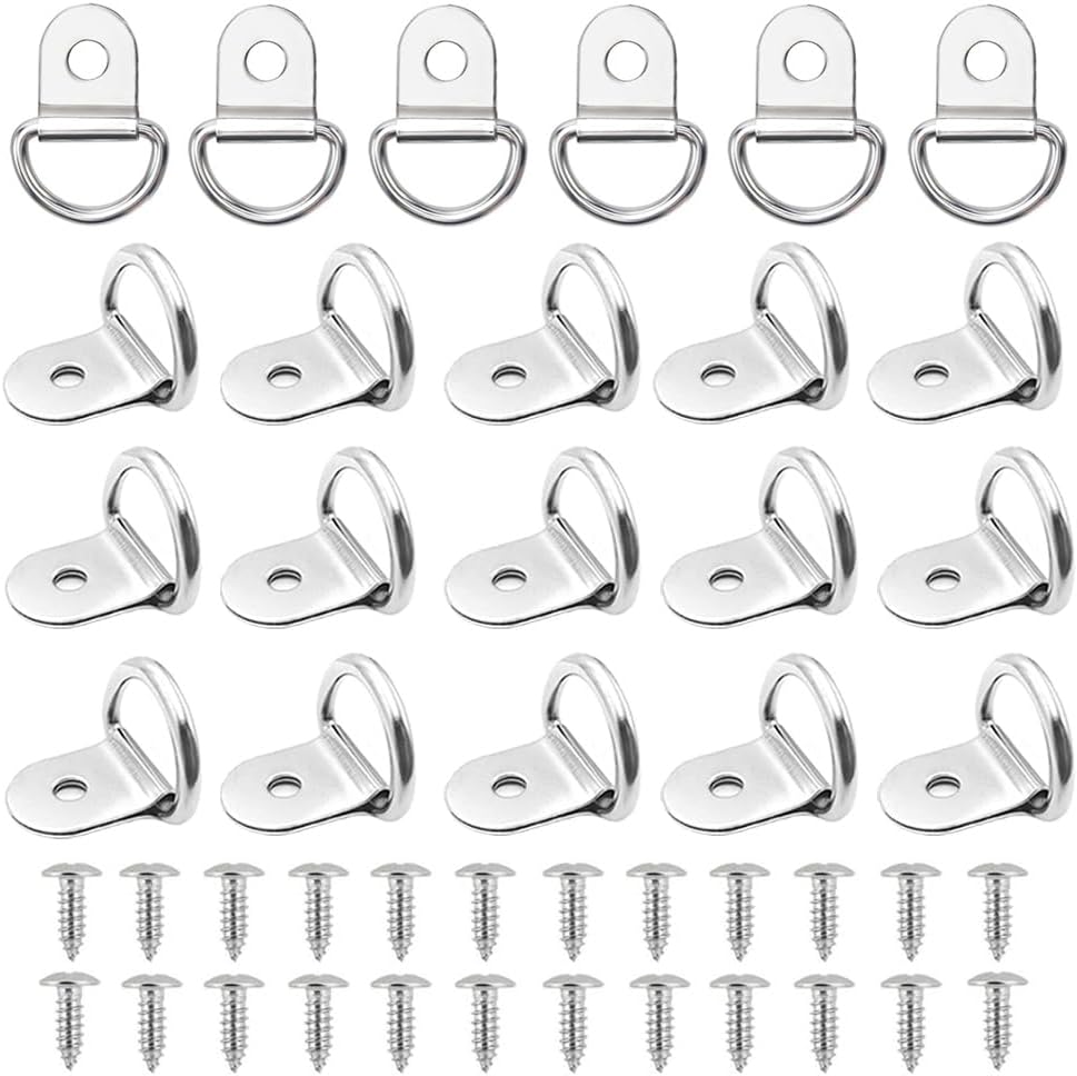 20 Stück D-ring-zurrösen, Zurrösen Aus Edelstahl 304, Zurrösen Für Anhänger, Ankerringe, Montagehaken, Klappbare Zurrösen Mit 20 Schrauben