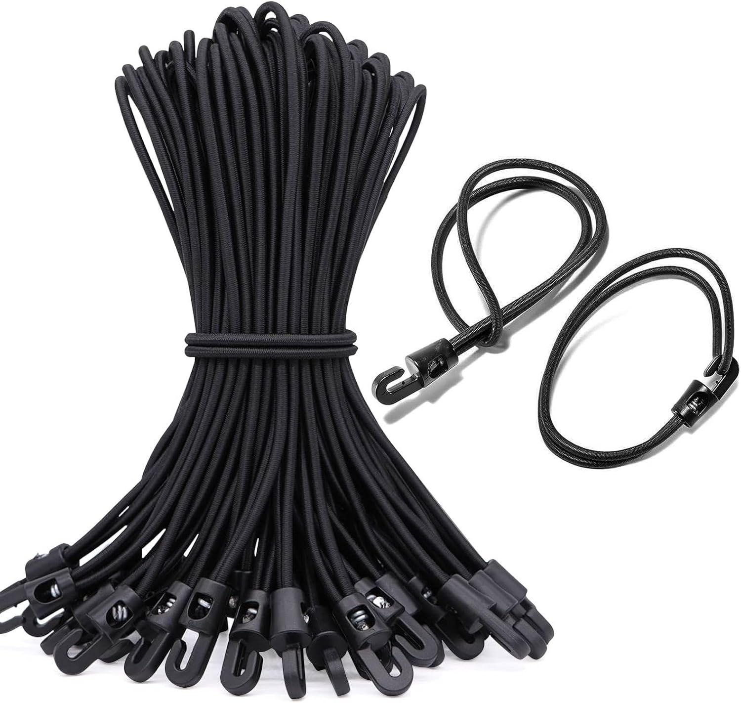 Elastische Bungee-seile Mit Haken, 25 Cm, 25 Stück, Planenspanner, 4 Mm Dick, Multifunktionale Befestigungselemente, Schwarzes Gummiband Mit Haken Für Banner, Campingzelte, Pavillons