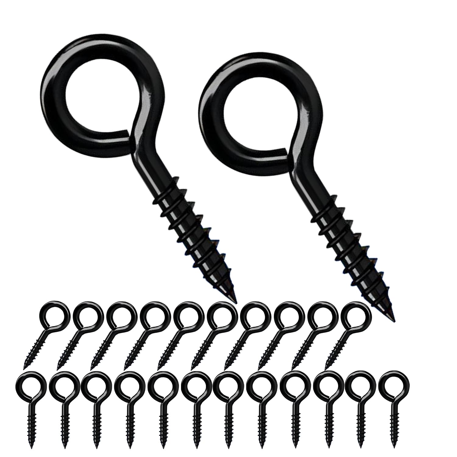 20 Stück 25-mm-ösenschrauben, Selbstschneidende Ringschrauben, Runde Ösen, Metallhakenschrauben, Für Die Innen- Und Außendekoration, Schwarz