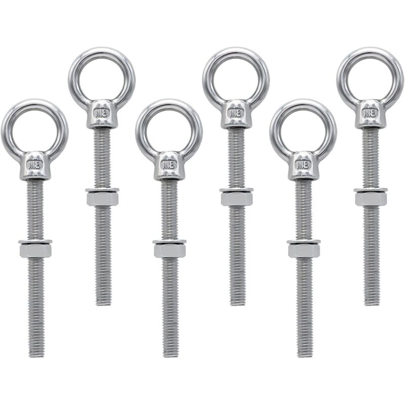 M8 X 80 Mm Augenschrauben – Edelstahl 304 – Langes Gewinde Für Sicheren Halt – 6er-packung