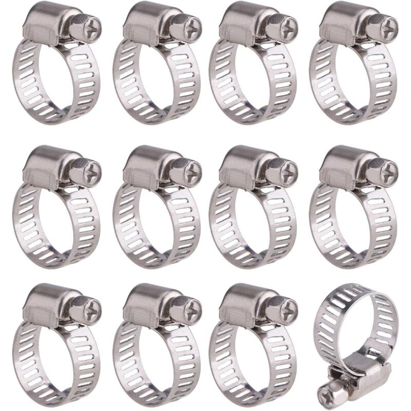 Verstellbare Edelstahl-schlauchschellen – 12er-pack – Durchmesser 9–16 Mm – Korrosionsbeständig – Für Industrie Und Haushalt